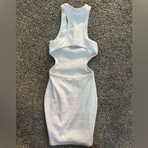 White ribbed back cutout dress from Beginning Boutique